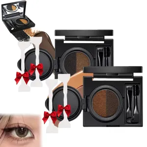 Eyebrow & Eyeliner Cream with Stamp,Eyebrow Stencil Kit for Women with Double Ended Brush,Eyebrow Stencil Kit for Women Stamp,Eyebrow Stencil Kit for Women Water Proof (01 02)