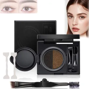 Eyebrow & Eyeliner Cream with Stamp,Multi-functional Double-Headed Eyeliner Stamp,2 in 1 Waterproof Brow Powder Eyeliner Cream with Brush,Double Color Air Cushion Eyebrow Cream Smudge-proof (01Gray)