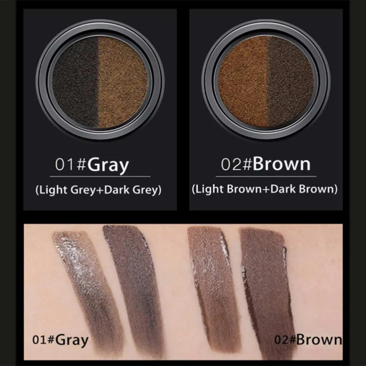 Eyebrow & Eyeliner Cream with Stamp,Multi-functional Double-Headed Eyeliner Stamp,2 in 1 Waterproof Brow Powder Eyeliner Cream with Brush,Double Color Air Cushion Eyebrow Cream Smudge-proof (01Gray)