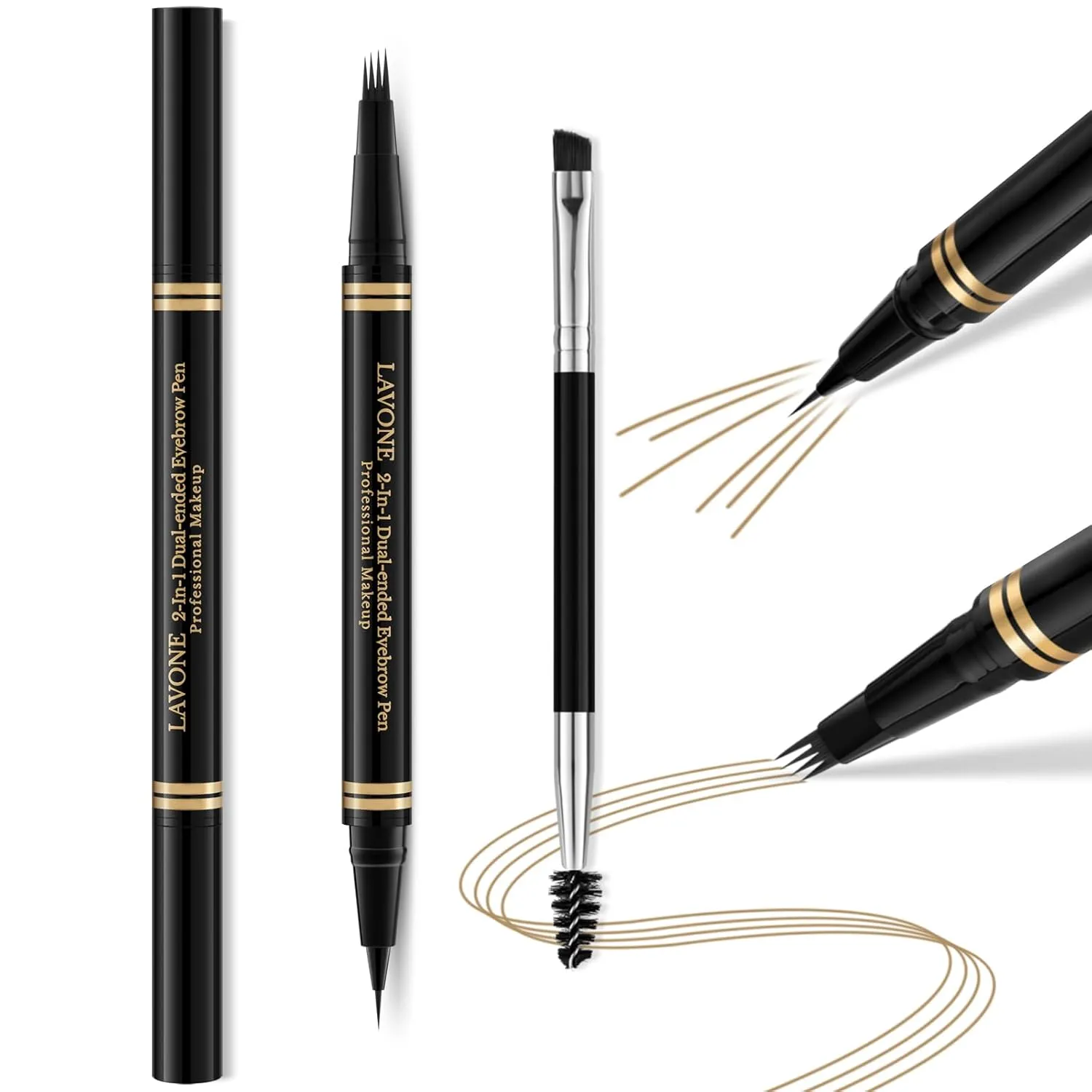 Eyebrow Kit, Waterproof Microblading Pencil, Eyeliner, Pomade, Dual-ended Brush - Dark Blonde
