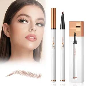 Eyebrow Microblading Pen, 2024 New 3D Waterproof Microblading Eyebrow Pencil Contouring Pen, 4 Tip Microblading Eyebrow Pen Tattoo Pencil for Natural Makeup(Light Brown-2pc)