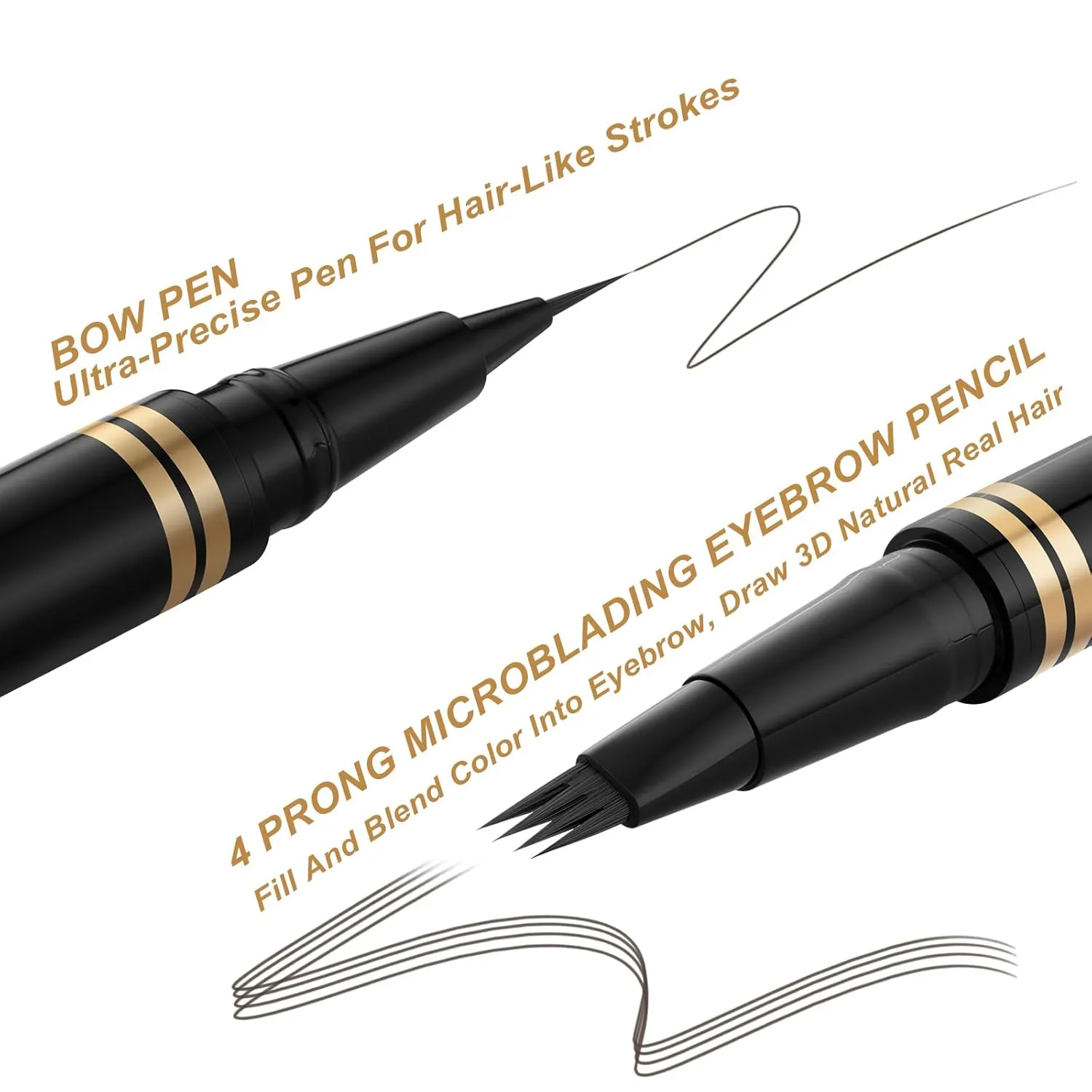 Eyebrow Pen Makeup Kit, with 4 Tip Waterproof Microblading Eyebrow Pencil, Eyeliner, Eyebrow Pomade and Dual-ended Eyebrow Brush, Brow Pencil Eyebrow Kit for Natural Looking - Medium Brown