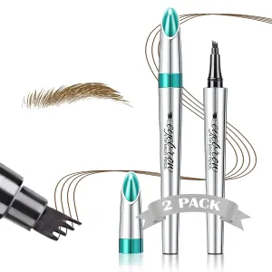 Eyebrow Pencil Microblading Pen - Liquid Eyebrow Pen Micro 4 Point Brow Lift & Brow Pencil Snatch, Eye Makeup Long-Lasting Waterproof Natural Hair 2 PCS (Light Brown)