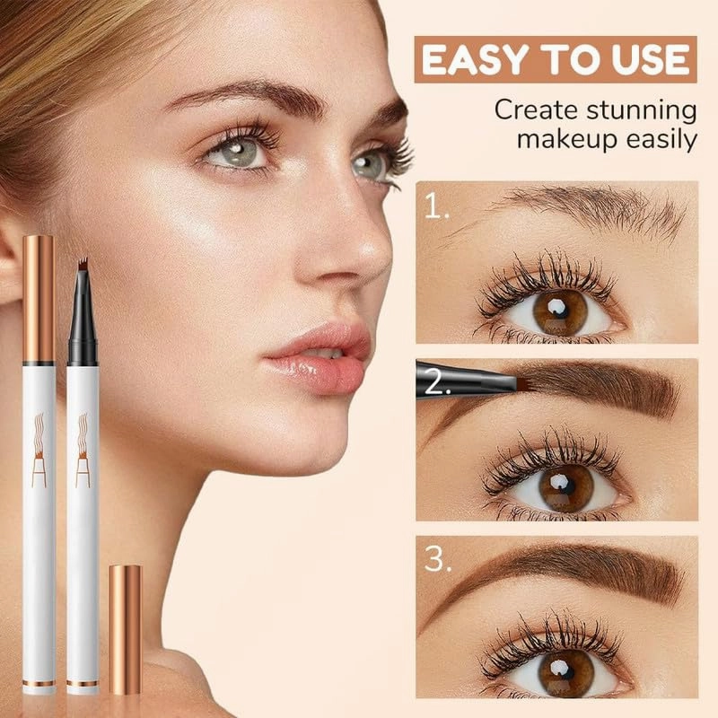 Eyebrow Microblading Pen, 2024 New 3D Waterproof Microblading Eyebrow Pencil Contouring Pen, 4 Tip Microblading Eyebrow Pen Tattoo Pencil for Natural Makeup(4Pcs Set)