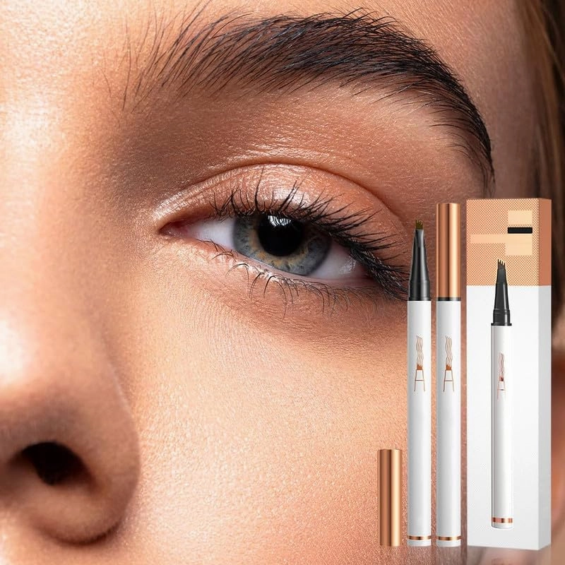 Eyebrow Microblading Pen, 2024 New 3D Waterproof Microblading Eyebrow Pencil Contouring Pen, 4 Tip Microblading Eyebrow Pen Tattoo Pencil for Natural Makeup(4Pcs Set)