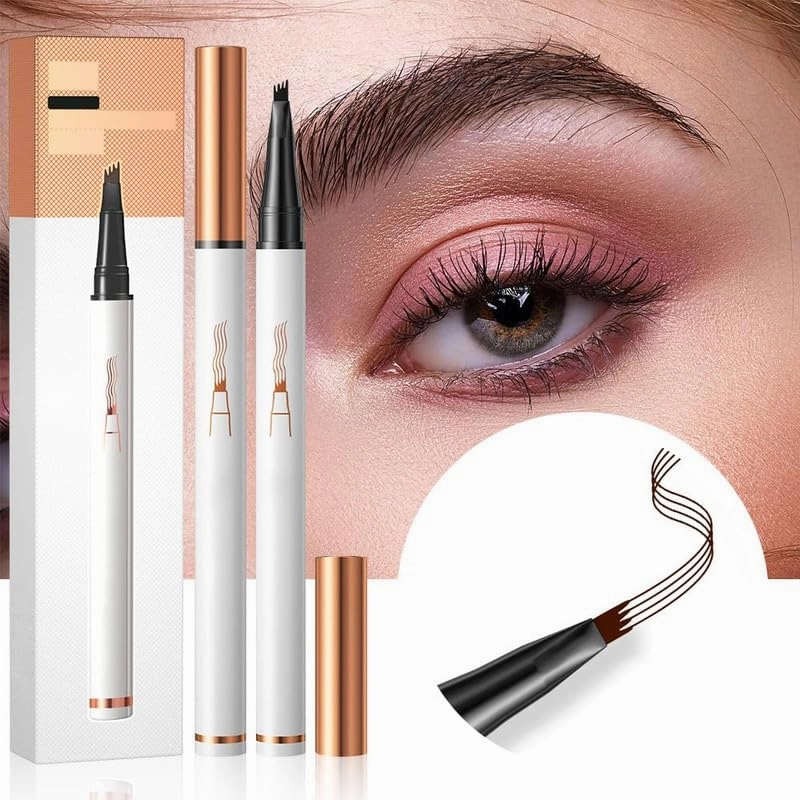 Eyebrow Microblading Pen, 2024 New 3D Waterproof Microblading Eyebrow Pencil Contouring Pen, 4 Tip Microblading Eyebrow Pen Tattoo Pencil for Natural Makeup(4Pcs Set)