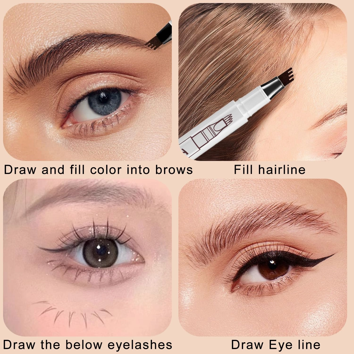 Eyebrow Pen - Eye Brown Makeup, Eyebrow Pencil with a Micro-Fork Tip Applicator Creates Natural Looking Brows Effortlessly and Stays on All Day, Deep Chestnut