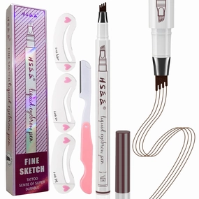 Eyebrow Pen - Eye Brown Makeup, Eyebrow Pencil with a Micro-Fork Tip Applicator Creates Natural Looking Brows Effortlessly and Stays on All Day, Deep Chestnut