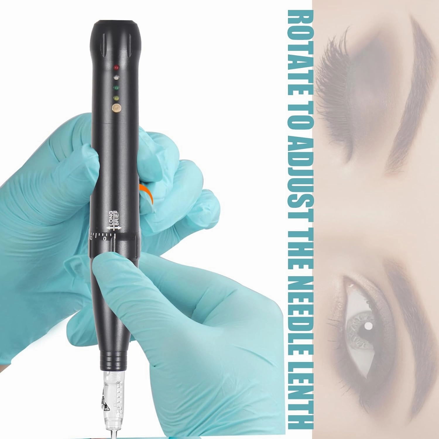 Eyebrow Tattoo Machine Kit - Micropigmentation Eyeliner Pen with 15pcs Cartridges Needles for Brow Eyeliner Lip Microblading (Black)