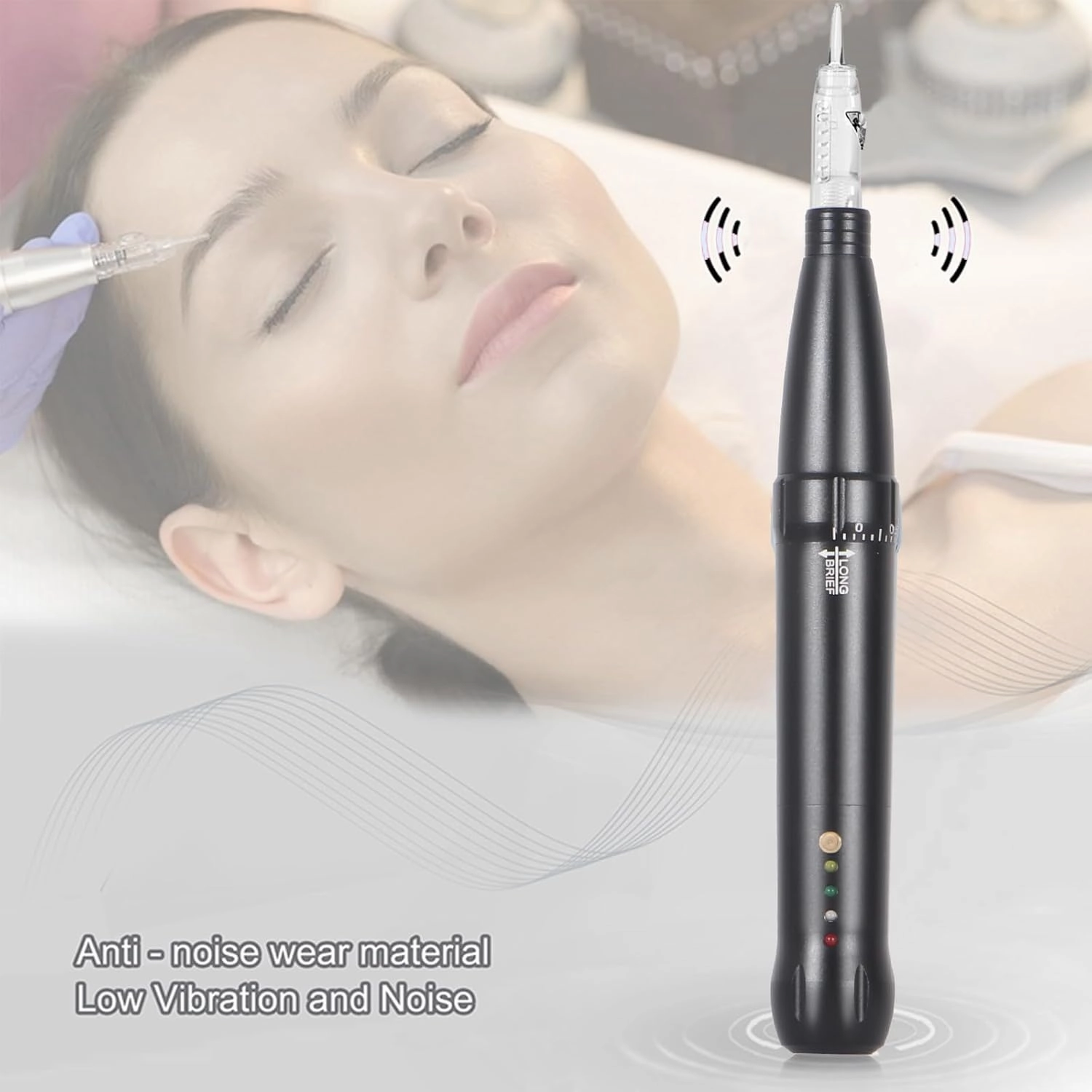 Eyebrow Tattoo Machine Kit - Micropigmentation Eyeliner Pen with 15pcs Cartridges Needles for Brow Eyeliner Lip Microblading (Black)
