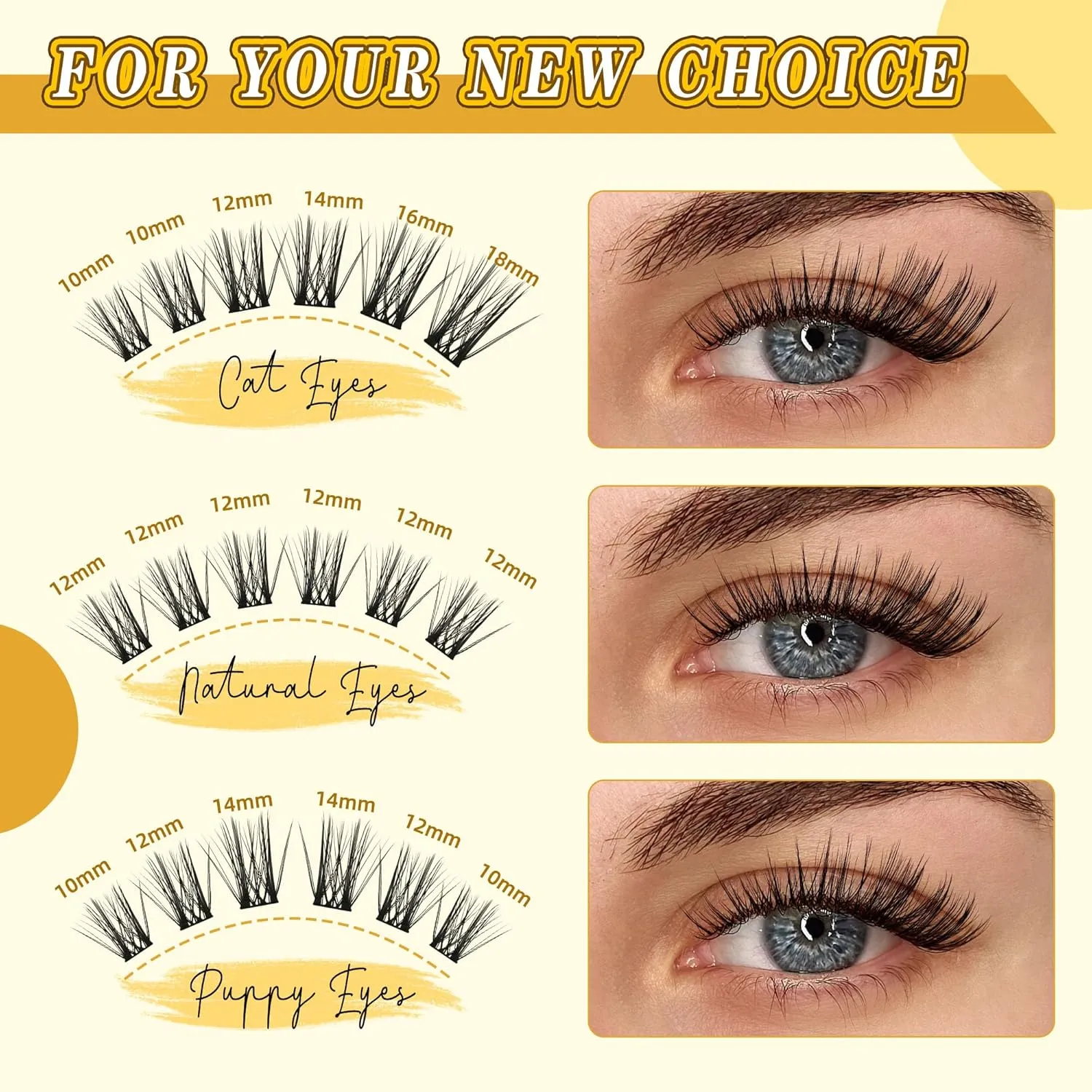 Eyelash Clusters 10-18mm Wispy Eyelash Clusters D Curl DIY Cluster Lash Extension Kit Individual Lashes Kit With Bond & Seal, Glue Remover, Tweezers(LF03 Lashes Set)