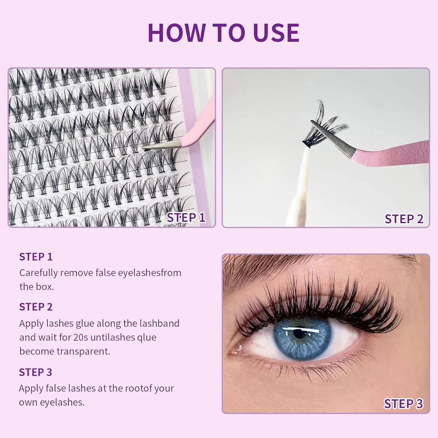 Eyelash Extension Kit - 30D & 40D Mix (32 Rows), D Curl 10-14mm with Large Capacity Eyelash Curler, Natural/Glamorous/Thick Effects for Beginners, 3D Volume & Cross Design