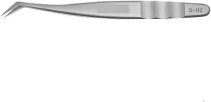 Eyelash Extension Tweezers Stainless Steel Eyebrow Precision Tweezers Fiber Tip Volume Isolation Lashes Extension Tweezer(Silver S-01 Tweezer)