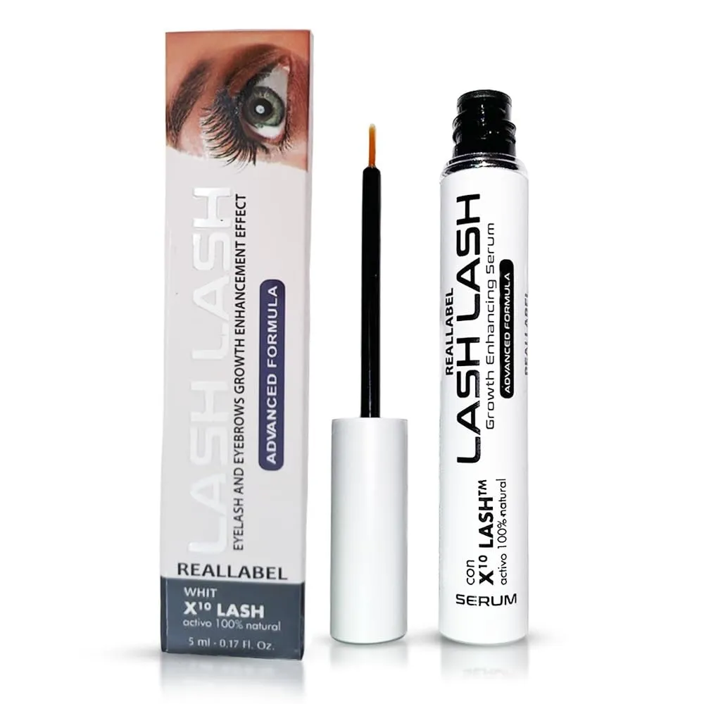 Eyelash Growth Serum - with Instant Lash Volume Effect. Eyebrow Growth Treatment. Dermatologist Approved Lash Enhancing Serum 2-4 Weeks (5ml Large Size) 6 months Use. Organic, Vegan & Cruelty-Free