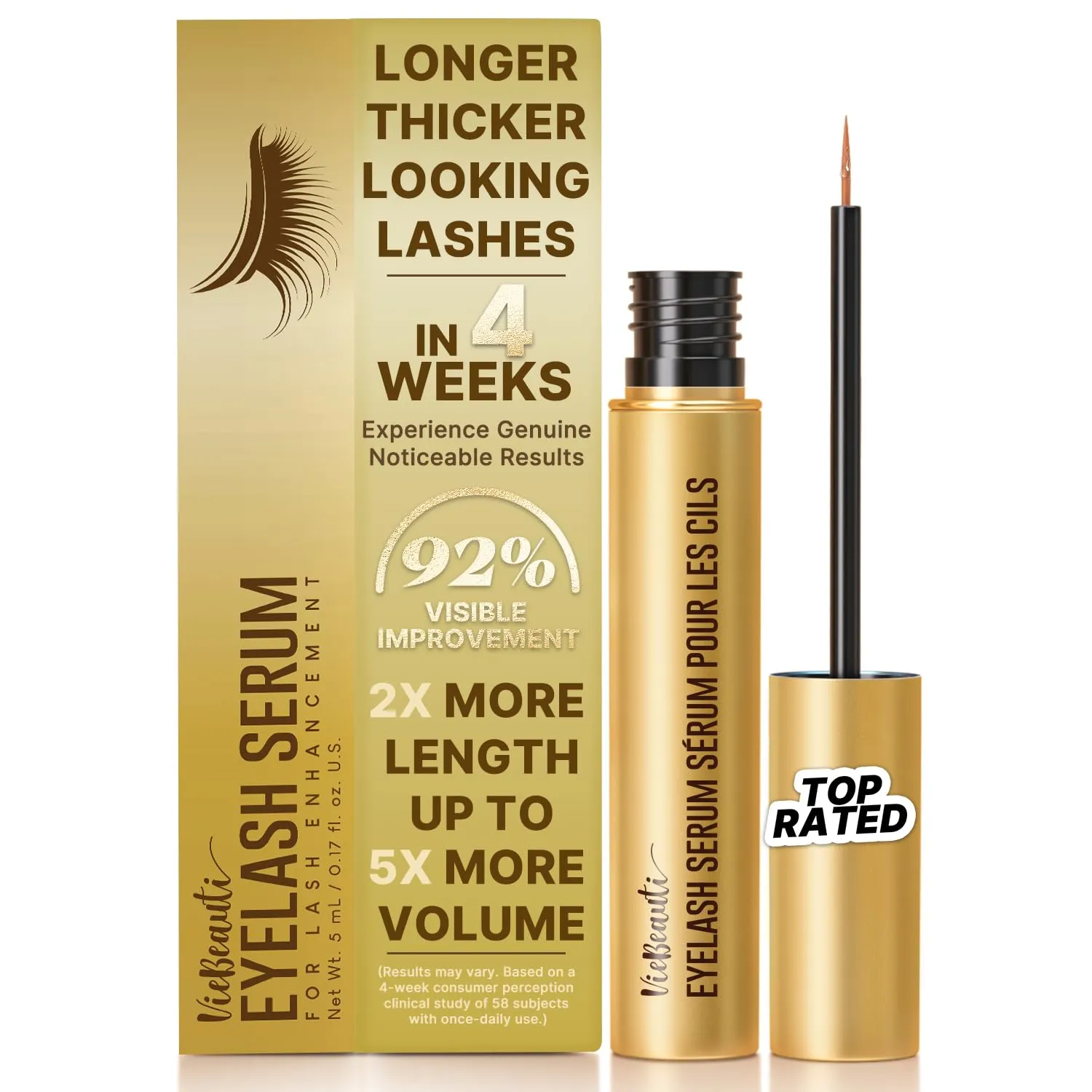 Eyelash Serum for Lash Growth for Women: Natural Lash Serum for Longer Fuller Healthier Lashes - Vegan & Cruelty-Free Eyelash Enhancer for Sensitive Eyes 5mL 0.17 Fl Oz 5-Month Supply