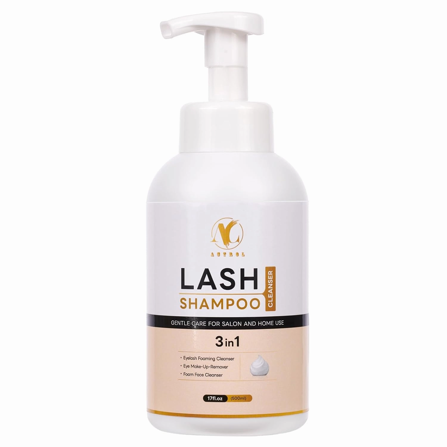 Eyelash Extension Cleanser Eyelash Shampoo for Lash Extensions Foam Brushes for Lash Wash & Brushes Eyelid Cleanser for Makeup for Salon and Home Use (500ml)