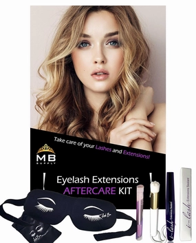 Eyelash Extensions Aftercare Kit With Sealant, Brush, Spoolie and 3D Deep Contour Sleep Mask! Protects Volume Lashes While Sleeping - BLACK Lash Bra