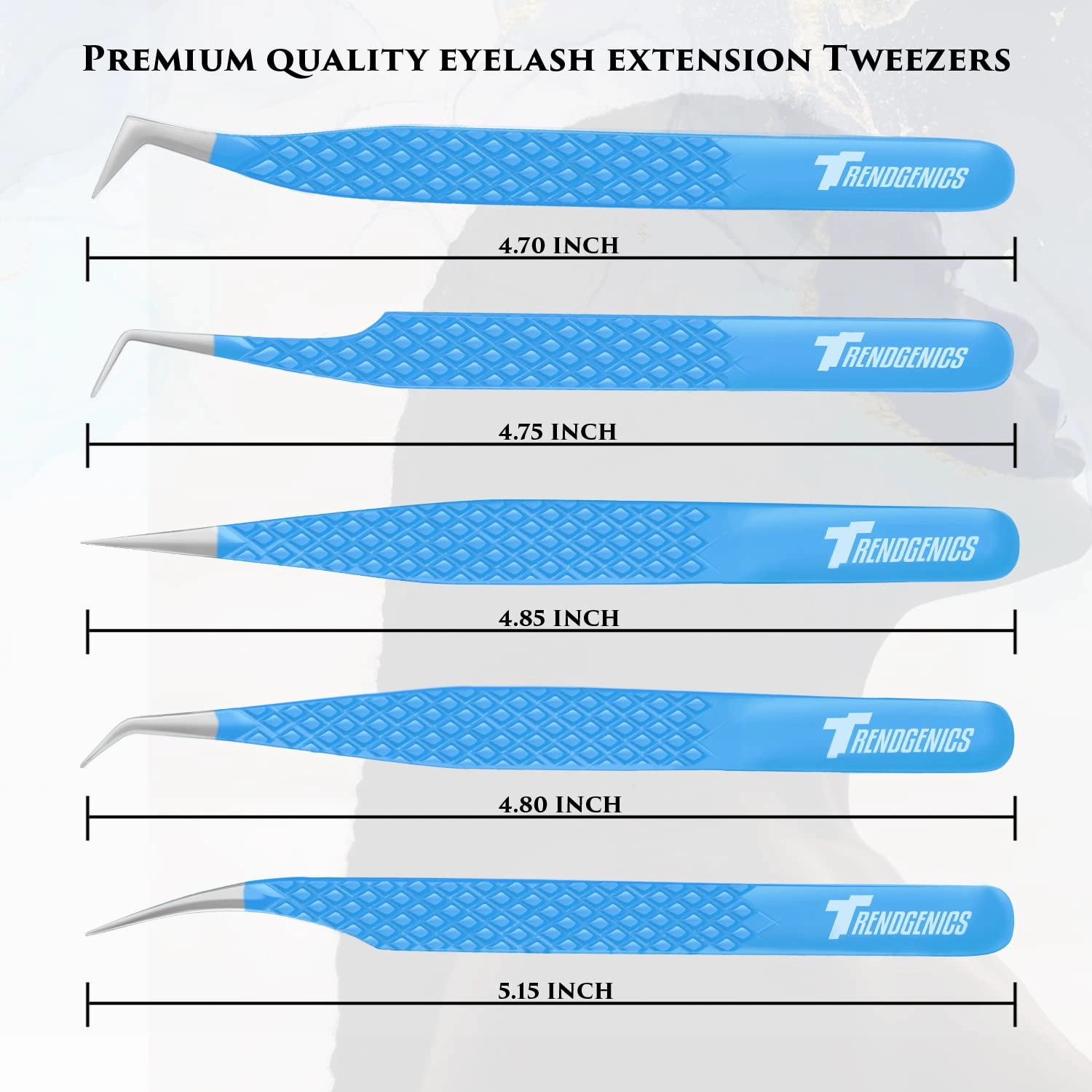Eyelash Extensions Tweezers Professional Lash Tweezers for Volume, Isolation - Stainless Steel Hand Calibrated Straight/Curved & Angled Tips Precision Tweezers Set 5Pcs