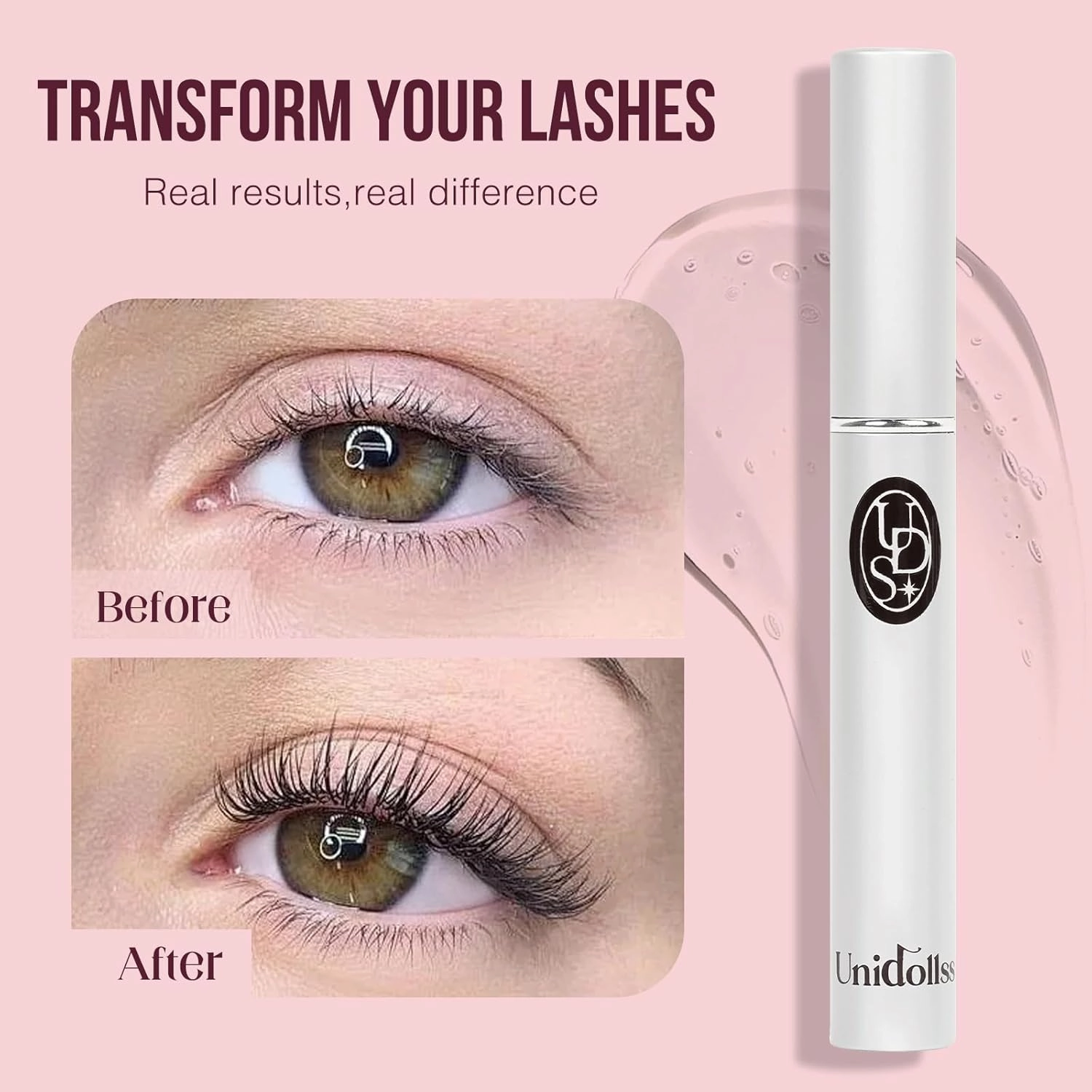 Eyelash Growth Serum 2 Pcs Safe for Sensitive Eyes makes Thicker,Longer lash and Eyebrow Unidollss Lash Serum for Lash Growth Lash Enhancing Treatment with Nourishing Botanical,Vegan&Cruelty-Free.