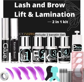 Eyelash Lift and Eyebrow Lamination 2 in 1 Kit Easy DIY 5 Minutes Curl Eyelash Lift Long-Lasting a Month Professional Make Lash and Brow More Volume 6 Weeks