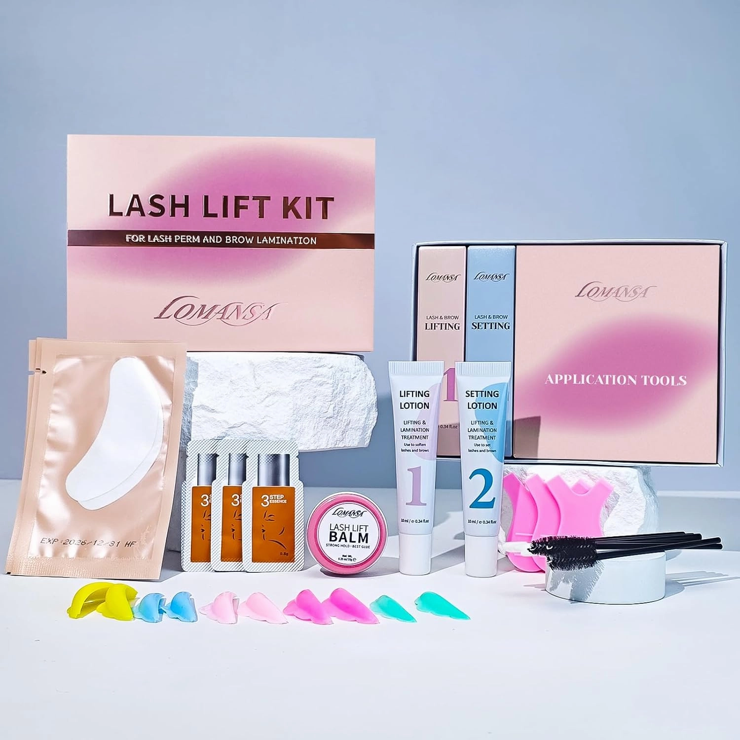 Eyelash Lift Kit Lash Perm Kit Natural Curling Lifting, with Detailed Instruction Lash Lift Complete Set for Women, Beginners, Salon Use (Balm)