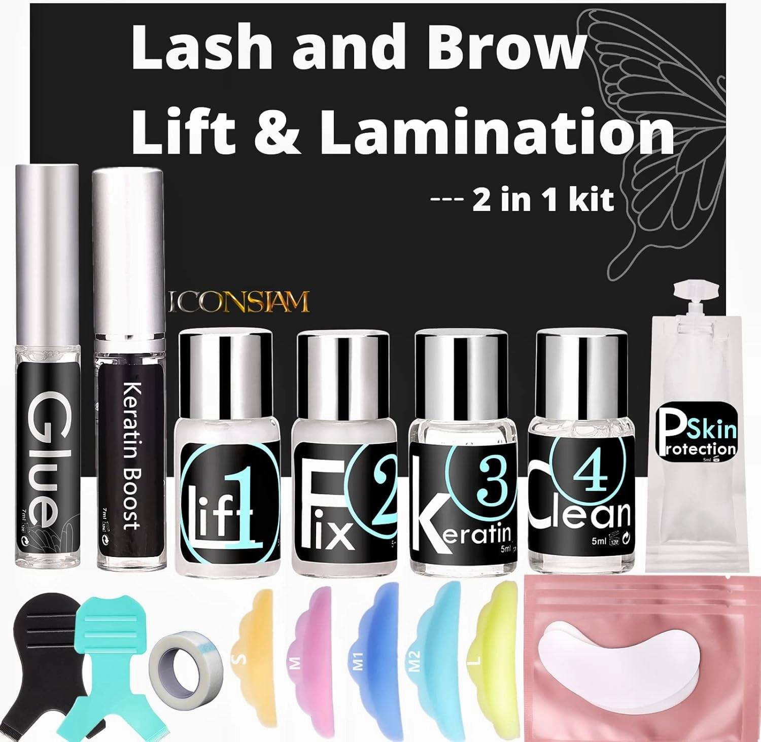 Eyelash Perm Eyebrow Lamination 2 in 1 Kit Easy DIY at Home 5 Minutes Curl Lift Long-Lasting a Month Professional Tool Make Lash and Brow More Volume 6 Weeks (2 1-Lash kit), Black