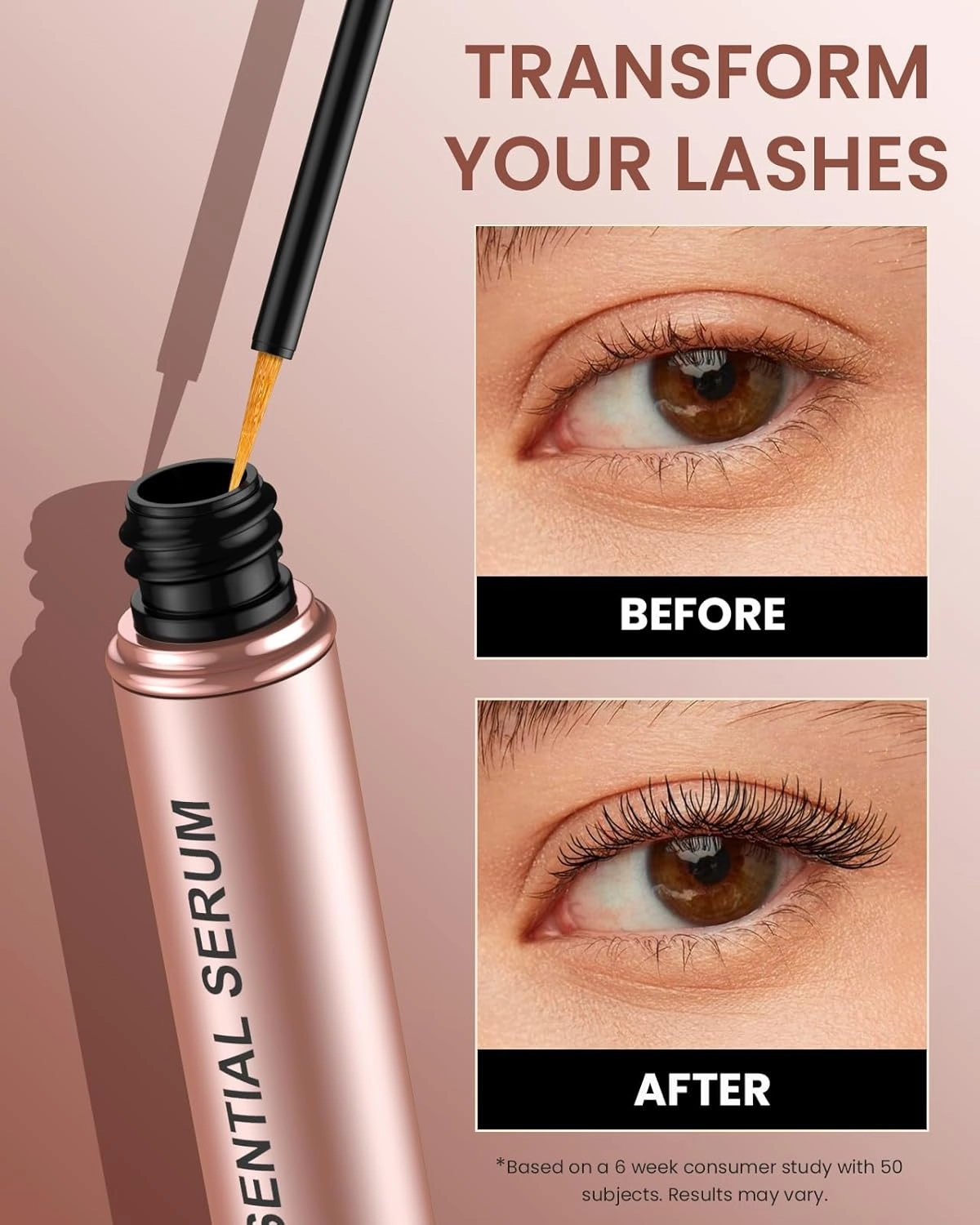 Eyelash Serum- Natural Comestic Eyelash Serum for Longer, Thicker Lashes & Brows, Boost Lash Serum Vegan & Cruelty-Free-Niacinamide, Centella Asiatica Leaf Extract(15 mLPink)