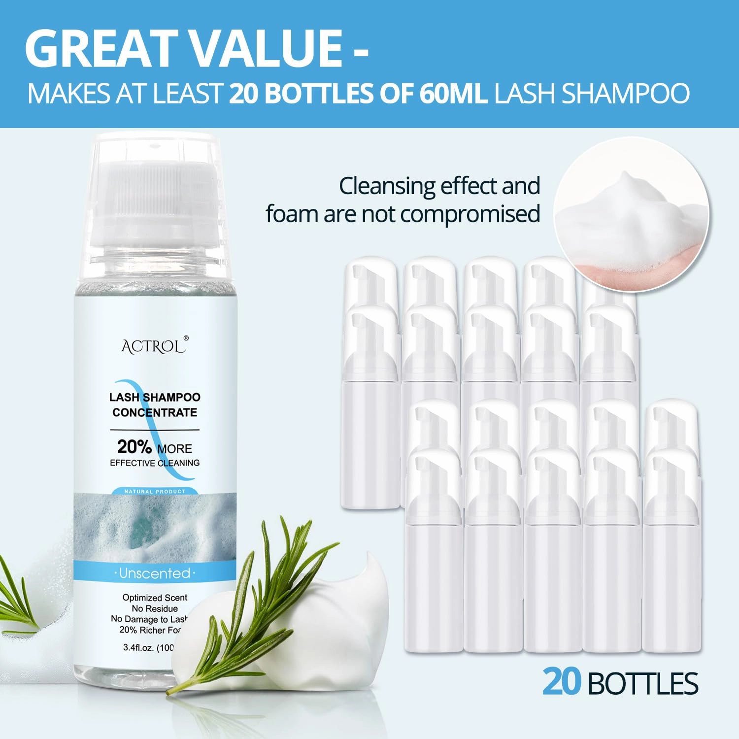 Eyelash Shampoo Concentrate 100ml Lash Cleanser Concentrate Lash Wash Concentrate Upgrade Shampoo for Lashes DIY Eyelash Extensions Shampoo Unscented