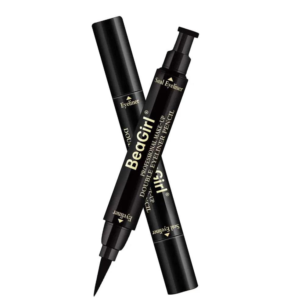 Eyeliner pencils Winged Eyeliner Stamp Makeup Liquid Eye Liner Pen Cat Eye Eyeshadow Vamp Style Long Lasting Waterproof Smudge-proof Wingliner Pens 2 Packs Black