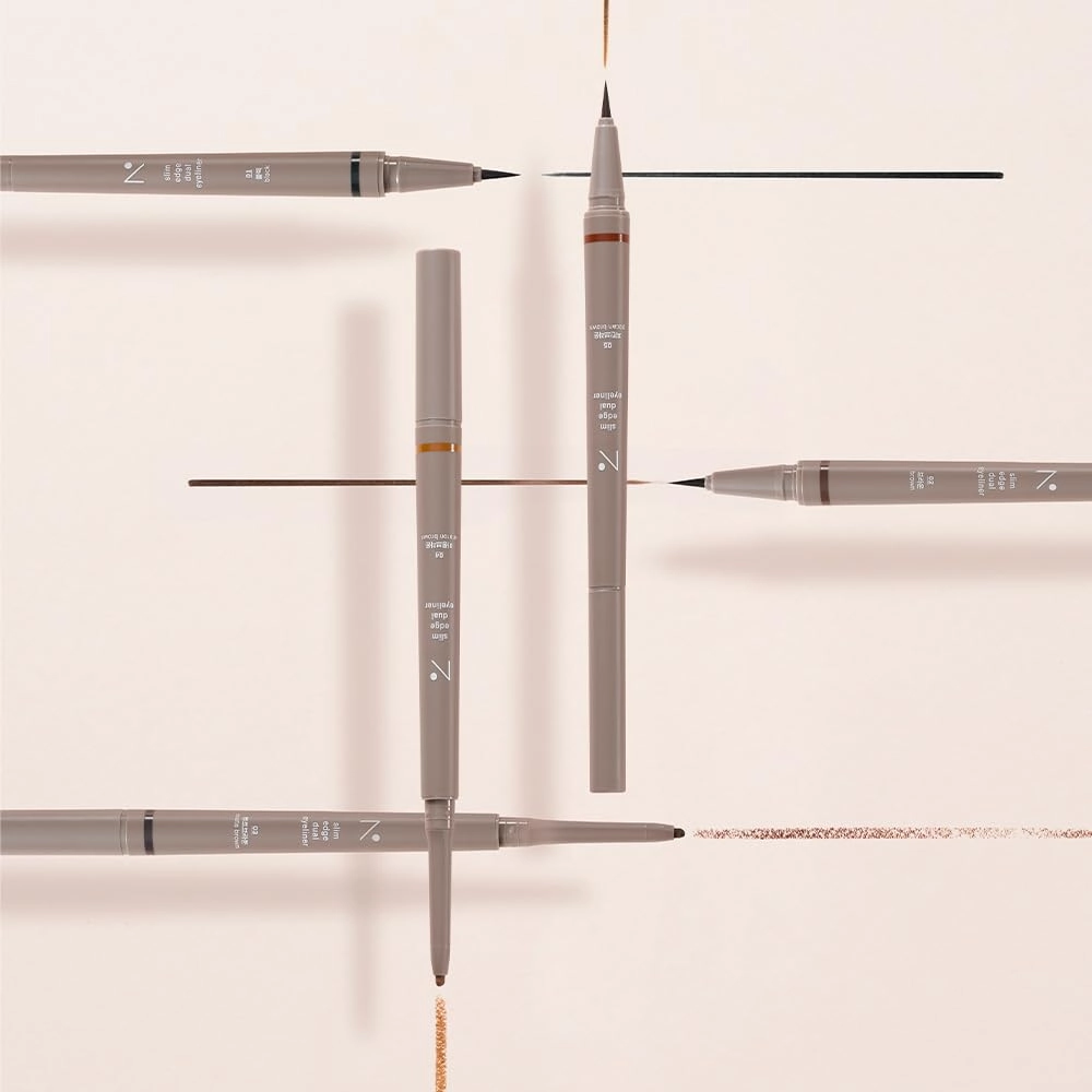 Eyeliner Slim Edge Dual-Tip (02 brown) | Smudge/Water Proof, High Pigmented, Long Lasting Liquid and Pencil Eye Liner