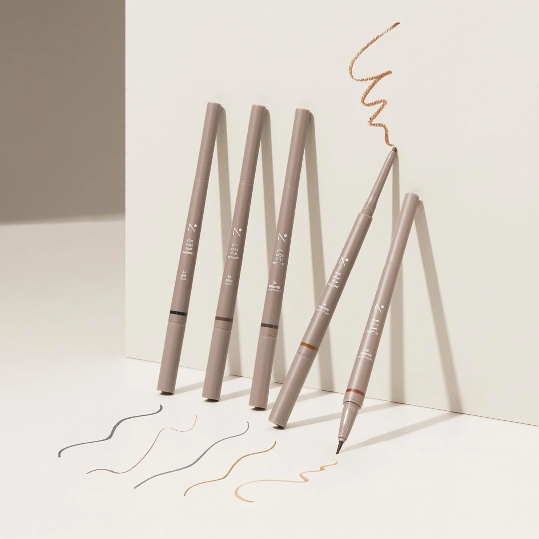 Eyeliner Slim Edge Dual-Tip (02 brown) | Smudge/Water Proof, High Pigmented, Long Lasting Liquid and Pencil Eye Liner
