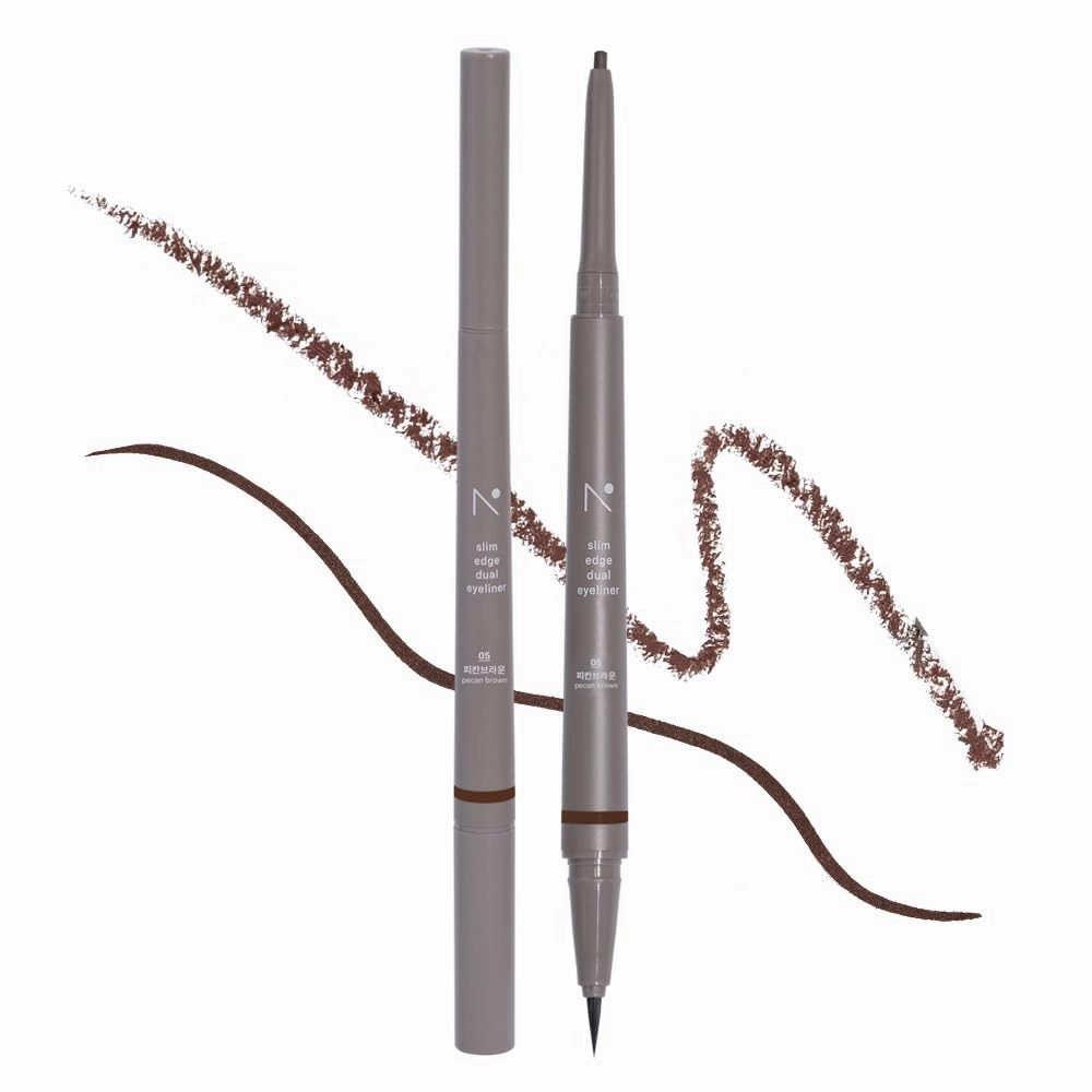 Eyeliner Slim Edge Dual-Tip (05 pecan brown) | Smudge/Water Proof, High Pigmented, Long Lasting Liquid and Pencil Eye Liner