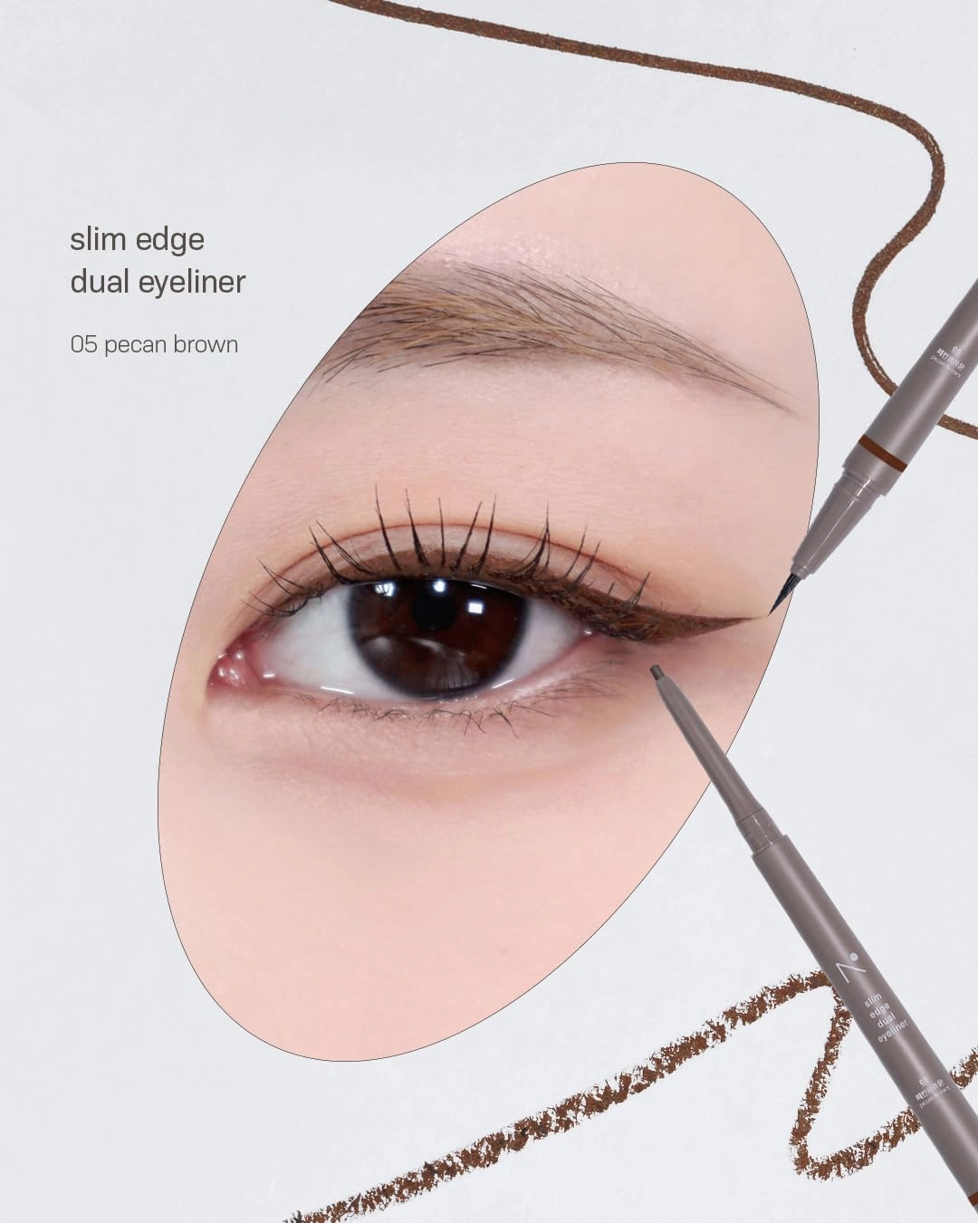 Eyeliner Slim Edge Dual-Tip (05 pecan brown) | Smudge/Water Proof, High Pigmented, Long Lasting Liquid and Pencil Eye Liner