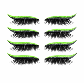 Eyeliner Sticker, Eyeliner Sticker with Eyelashes 7 Pairs Eyelash Stickers Reusable Eyelid and Eyelash Stickers Makeup Stickers Waterproof (Green 2)