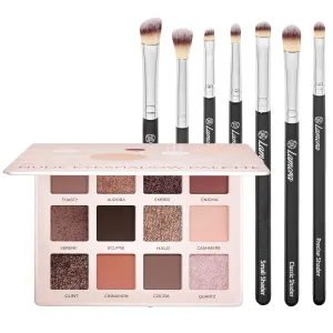 Eyeshadow Palette (Nude) with Eye Makeup Brush Set (Black)