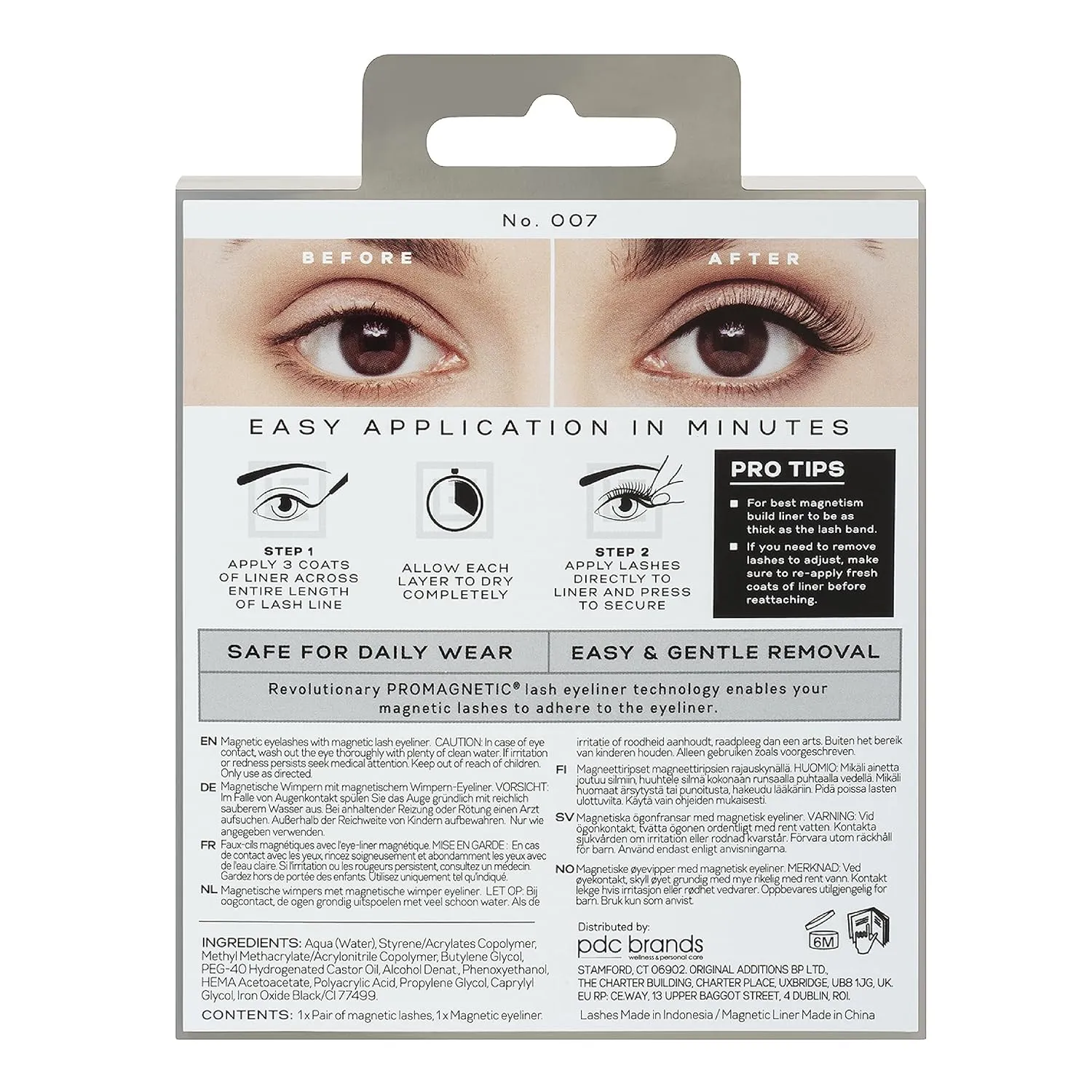 Eylure PROMAGNETIC Eyeliner & Lash Kit, No 007 Natural Fiber Eyelashes, Black