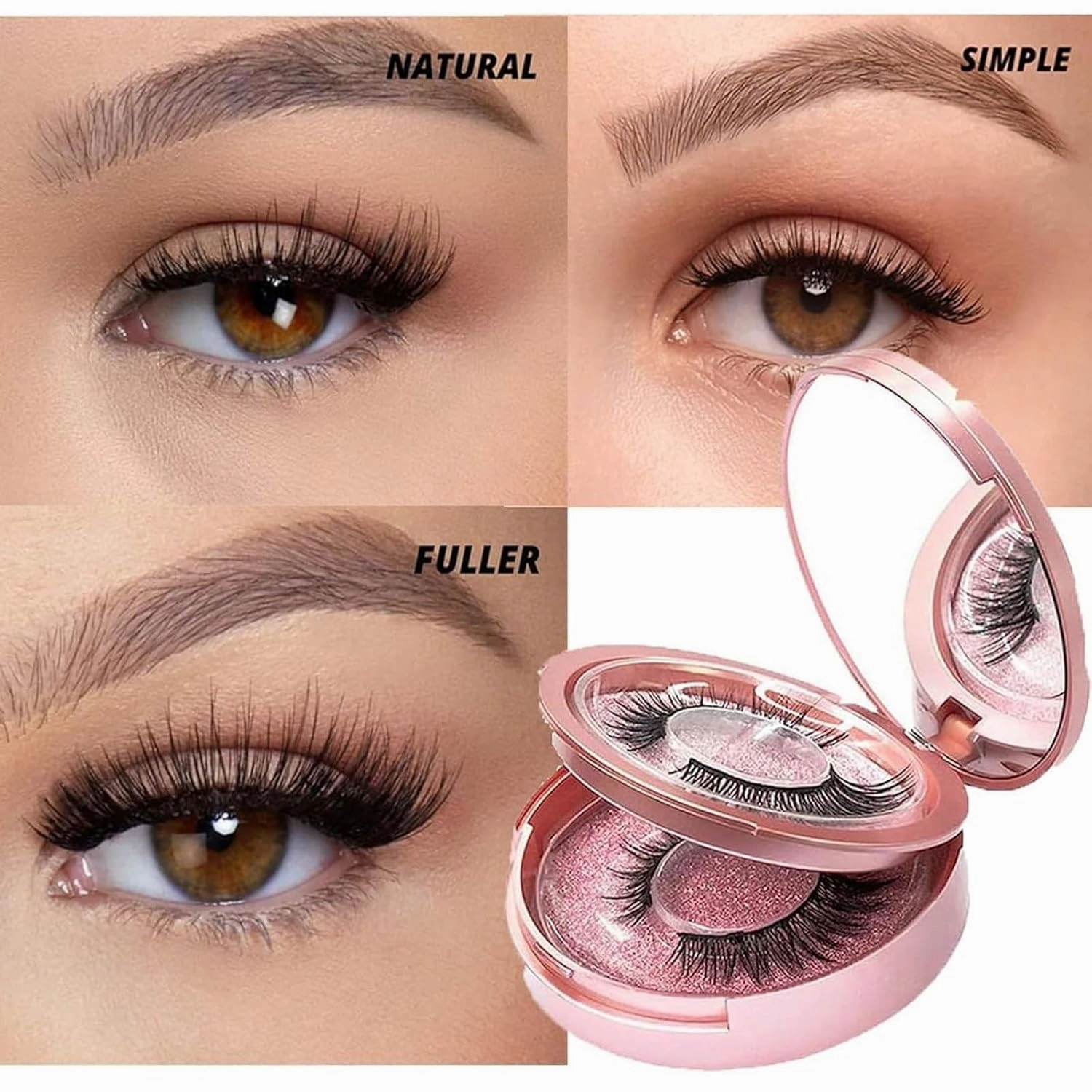 Ez Bella Lashes, Aerliss EzBella Magnetic Lashes with Applicator, Natural Look Magnetic Eyelashes, No Glue or Liner Needed False Eyelashes, Reusable Magnetic Eyelashes (Color : Natural)