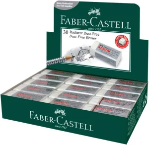 Faber-Castell Dust Free White Eraser (Box of 30) - Soft Erasing, Comfort Edge, Latex Free, Great for Black Lead Erasing for School, Office & Home