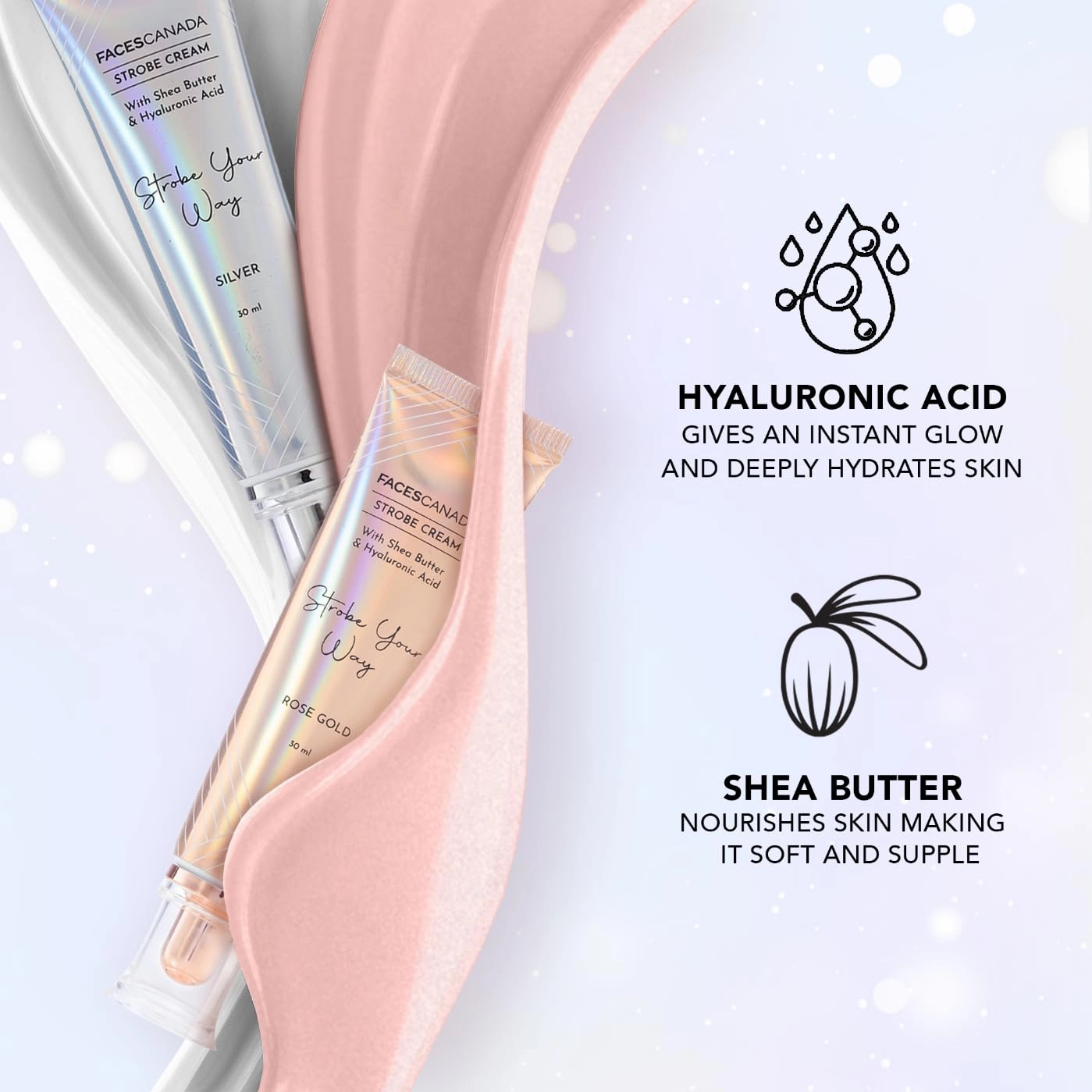 FACE'S CANADA Strobe Cream | Primer   Highlighter   Moisturizer | Shea Butter & Intense Hydration Flawless Radiant Dewy Skin For Illuminating & Glowing Makeup Base - Silver, 30g (1.05 Oz)