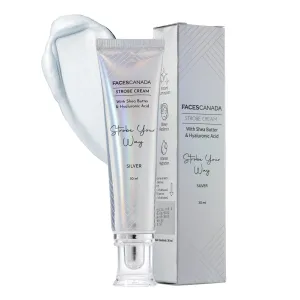 FACE'S CANADA Strobe Cream Primer, Hyaluronic Acid & Moisturizer Shea Butter, Highlighter Intense Hydration Flawless Radiant Dewy Skin For Illuminating & Glowing Makeup Base, 30g (1.05 Oz) - Silver