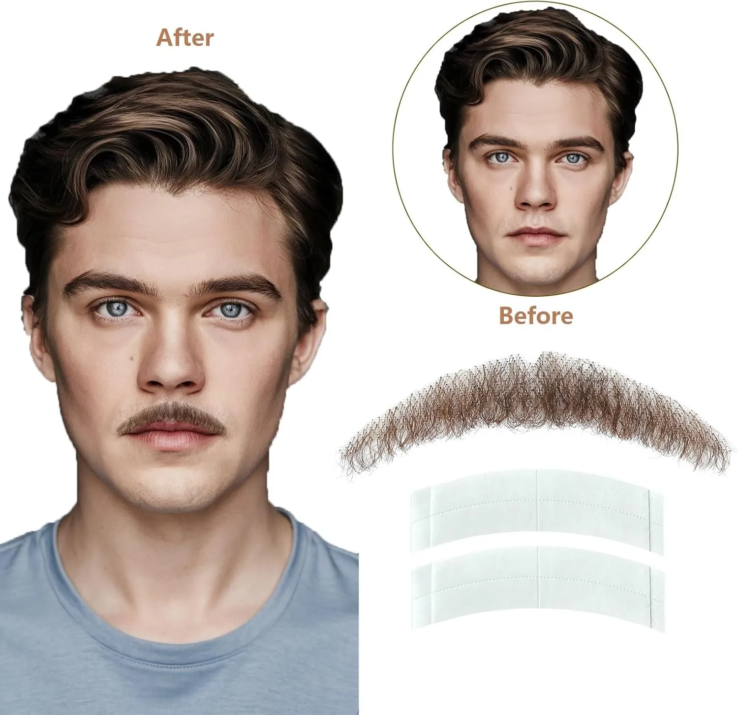 Fake Beard Human Hair Realistic False Facial Hair Full Hand Tied Lace Beard for Dressing Men Makeup