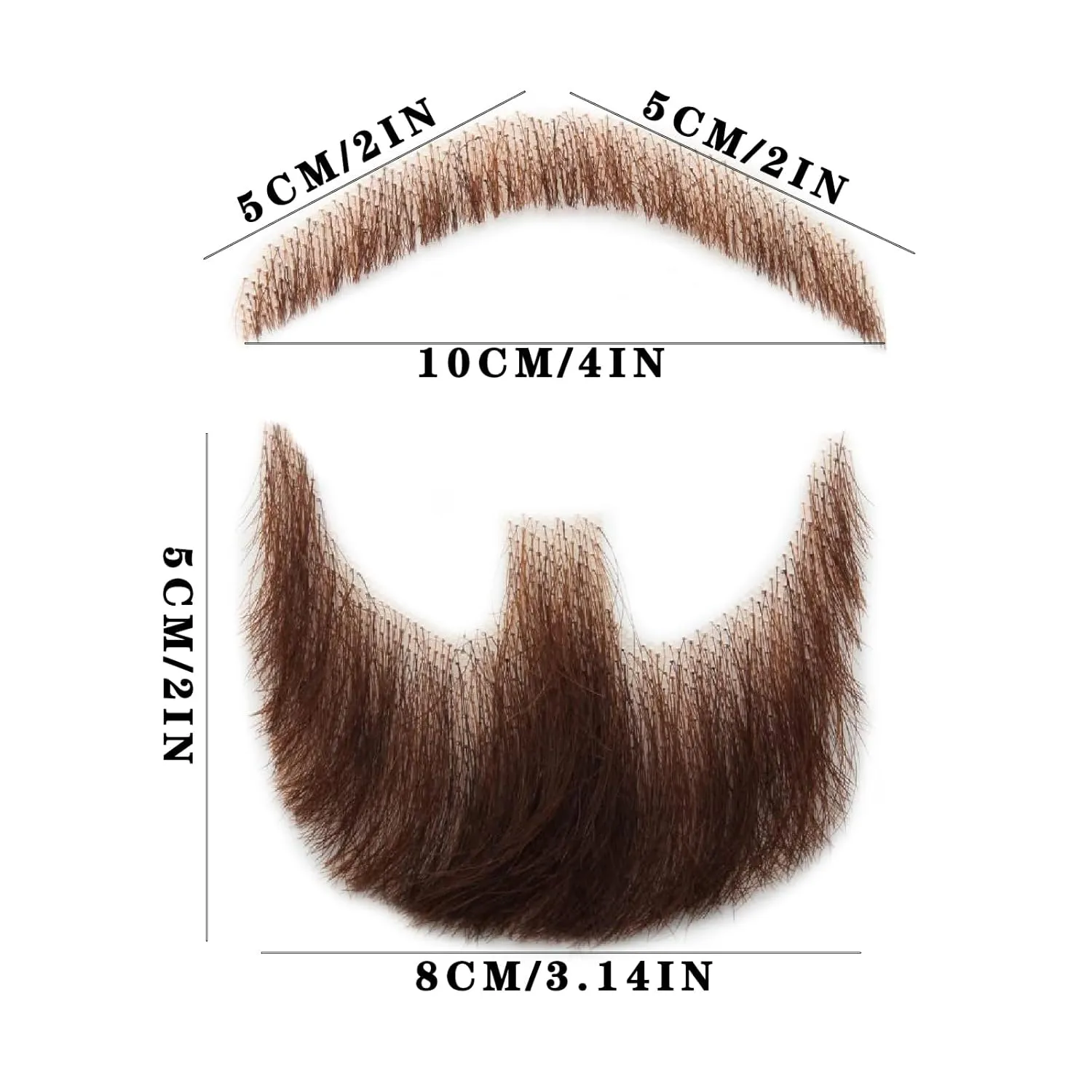 Fake Beard Realistic Mustache Full Hand Tied Goatee Facial Hair Adults Men Lace Invisible False Beards for Halloween Dressing Entertainment Drama Party Movie Makeup (Brown)