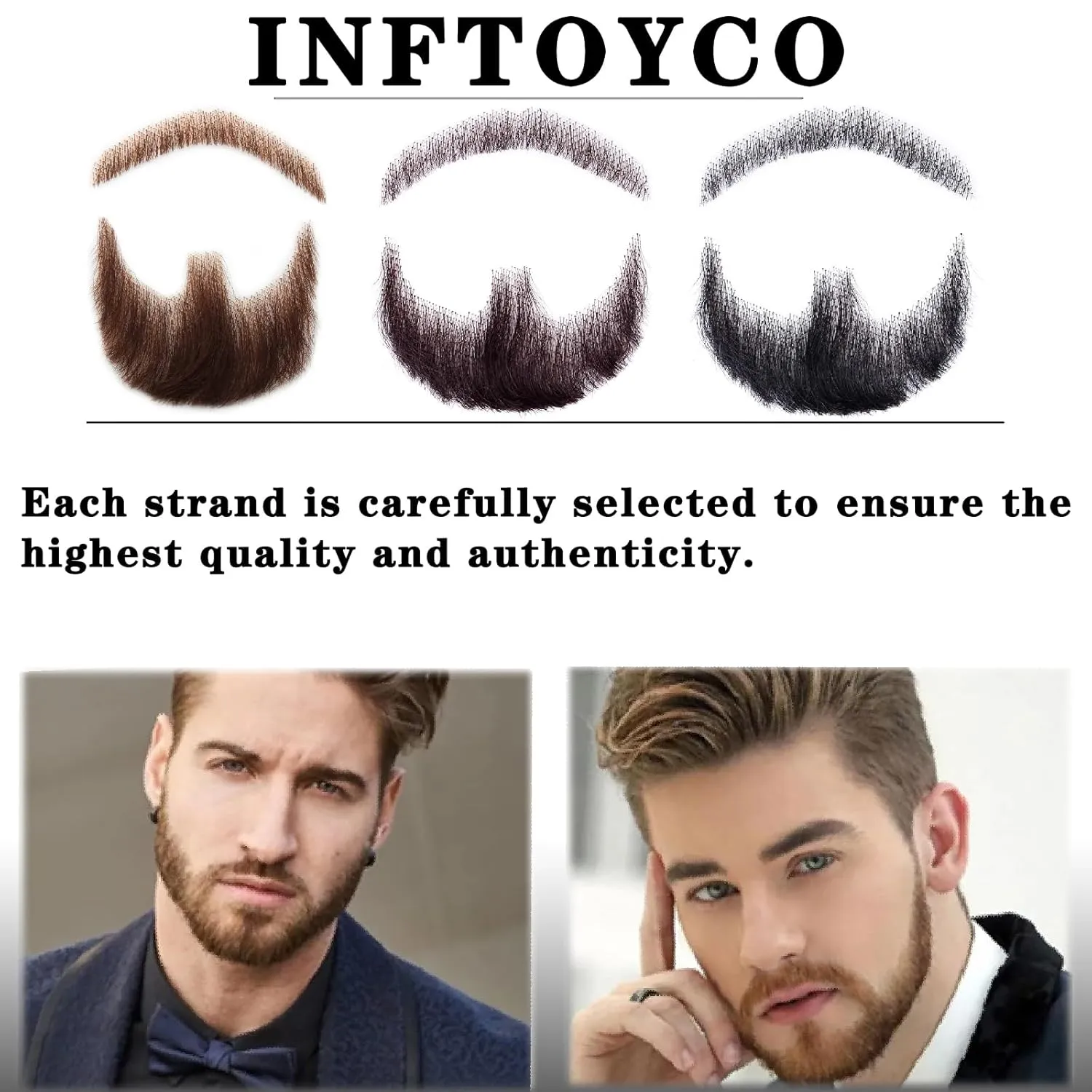 Fake Beard Realistic Mustache Full Hand Tied Goatee Facial Hair Adults Men Lace Invisible False Beards for Halloween Dressing Entertainment Drama Party Movie Makeup (Brown)