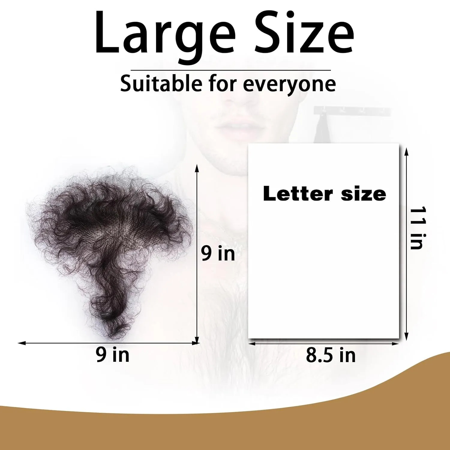 Fake Chest Hair Body Hairs Adding Hair Volume Enhancement of Manliness Handmade Full Lace Fake Realistic Chest hair (Brownish Black)