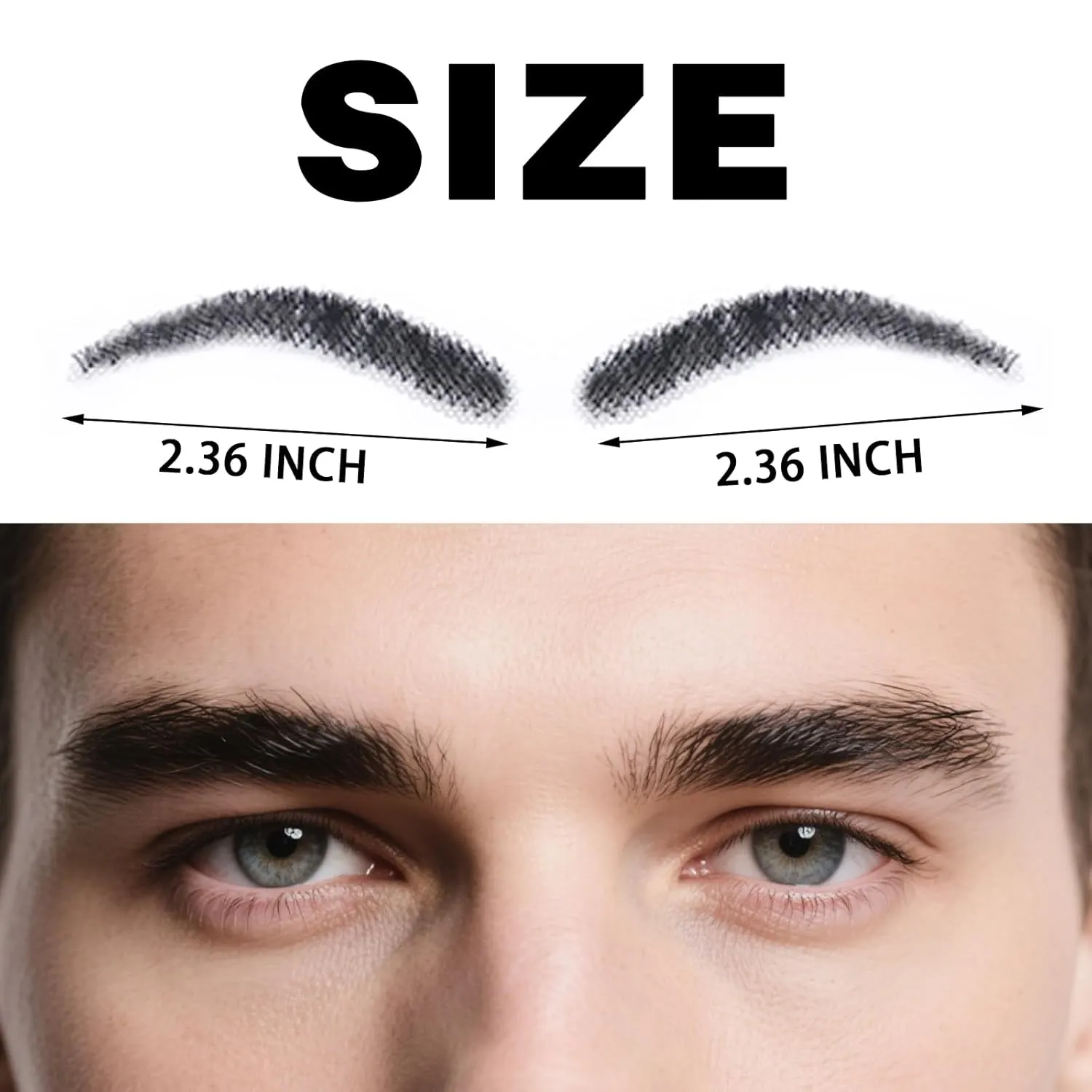 Fake Eyebrows, One Pair False Eyebrows Natural Invisible Realistic 100% Handmade Full Lace, Re-Usable False Eyebrow Extensions for Man and Women (A08)