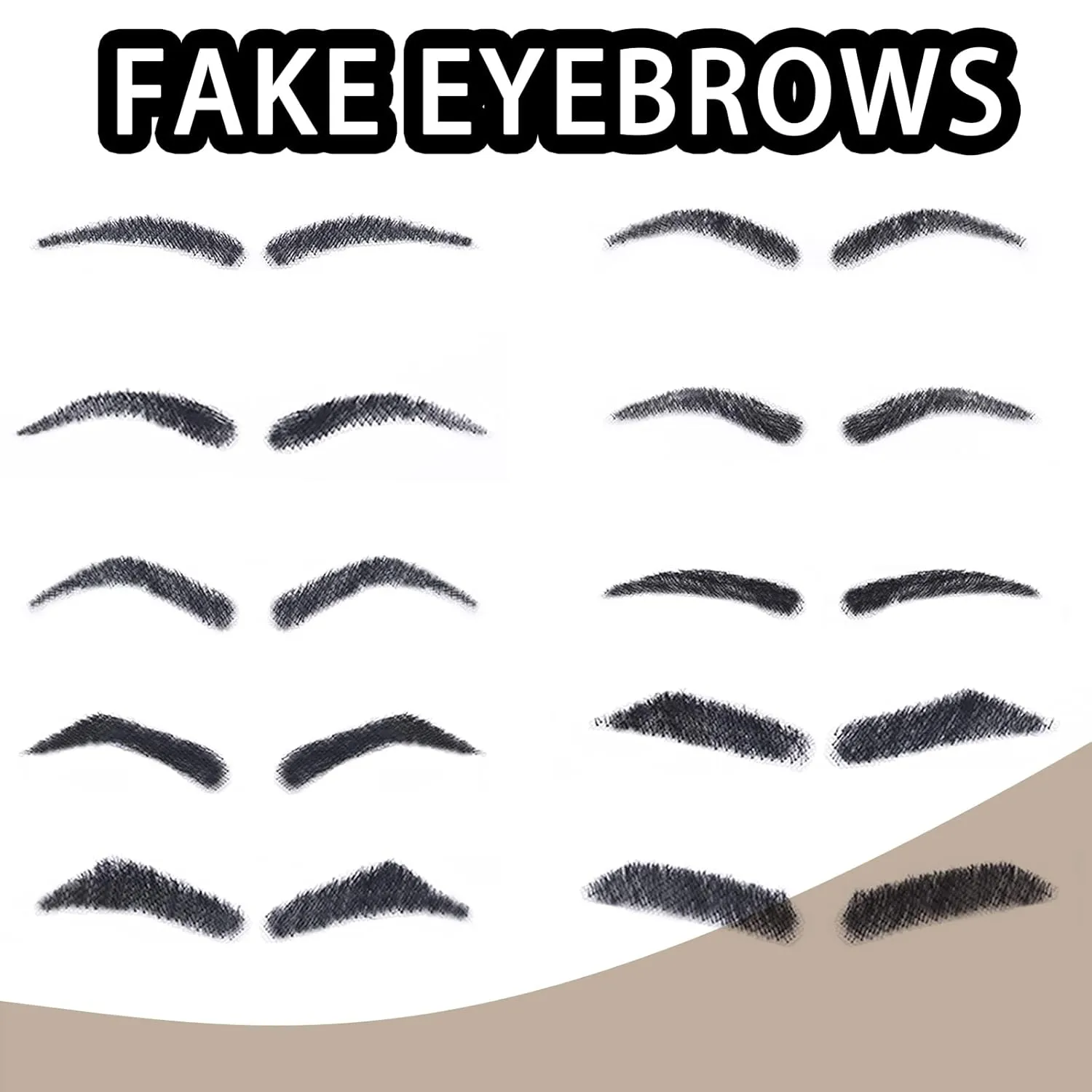 Fake Eyebrows, One Pair False Eyebrows Natural Invisible Realistic 100% Handmade Full Lace, Re-Usable False Eyebrow Extensions for Man and Women (A08)
