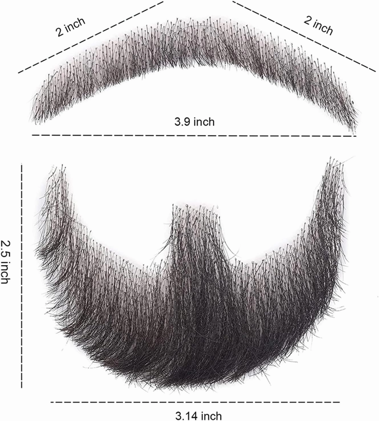 Fake Beard Realistic Mustache Human Hair Goatee False Beards Handmade Facial Hair, Natural Looking Fake Beard.