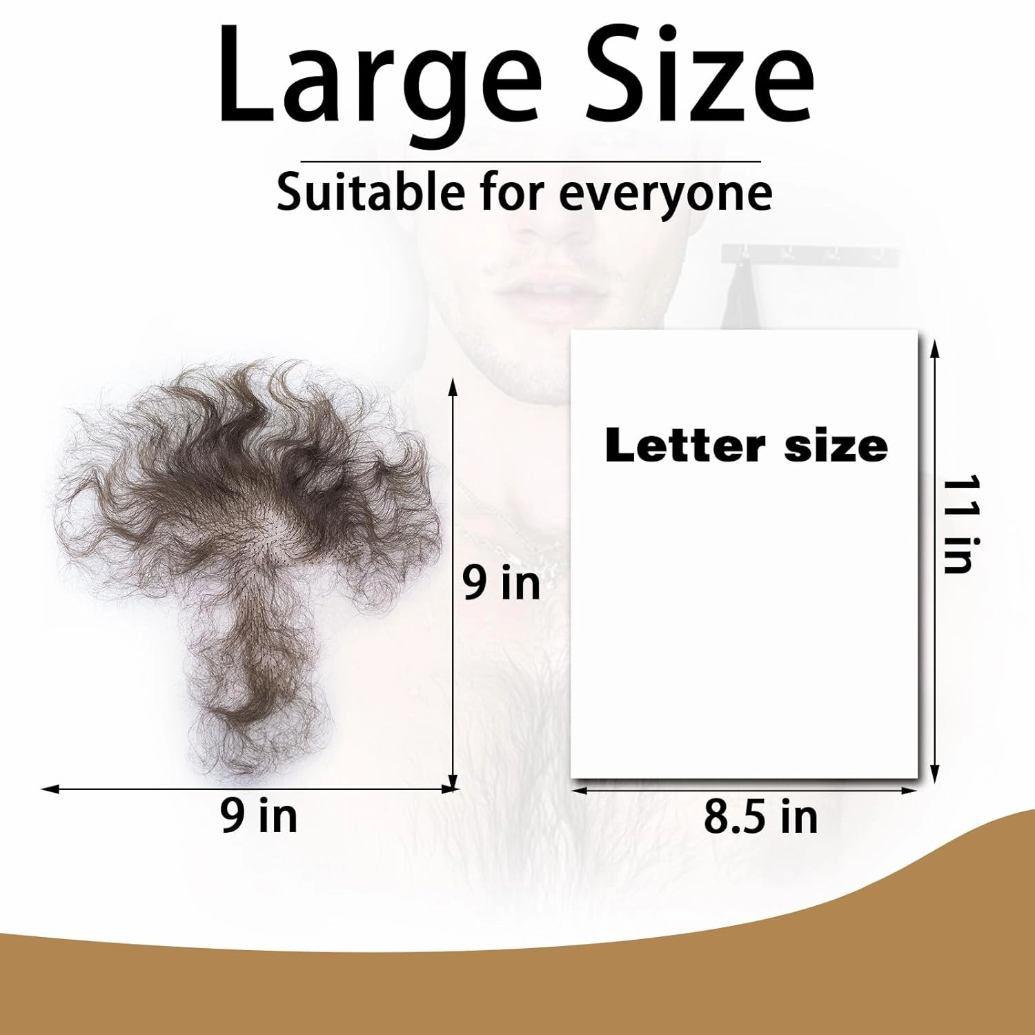 Fake Chest Hair Body Hairs Adding Hair Volume Enhancement of Manliness Handmade Full Lace Fake Realistic Chest hair (Dark Brown)