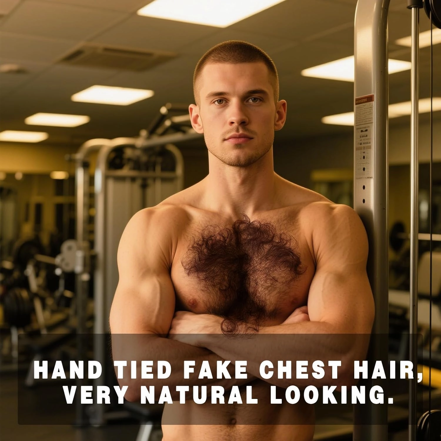 Fake Chest Hair Body Hairs Adding Hair Volume Enhancement of Manliness Handmade Full Lace Fake Realistic Chest hair (Style 2)