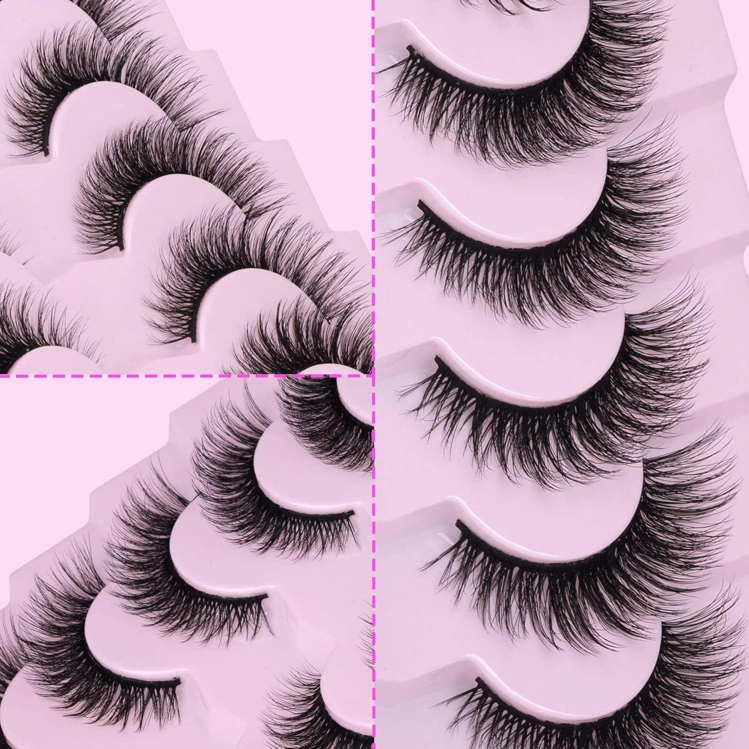 False Eyelashes Cat Eye Lashes Dramatic Fake Eyelashes Natural Look 7 Pairs 10-20 MM Fox Eye 8D Wispy Full Extension Pack Volume Thick Faux Mink Lashes Cruelty Free Light